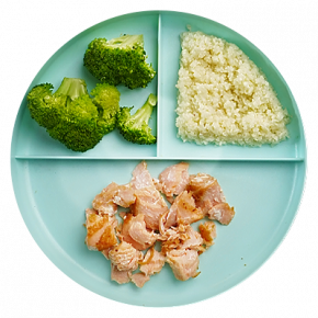 Cauliflower Rice, Pan Seared Salmon, And Broccoli