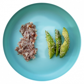 Pinto beans with avocado hemp wedges