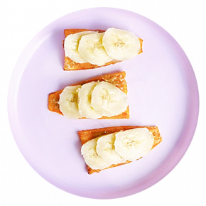 Tartine de camote, banano, y nuez