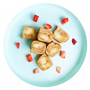 Enrolladitos veganos de maní y banano