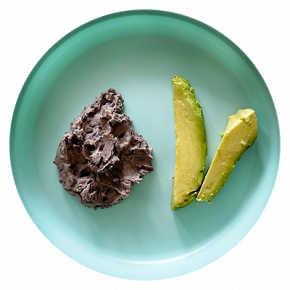 Black bean mash and avocado strips