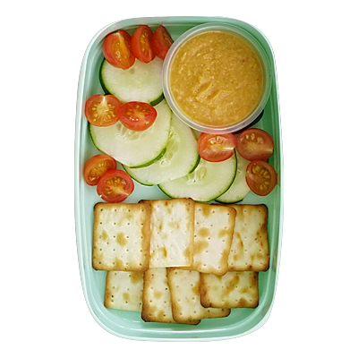 Hummus, Side Salad, and Crackers
