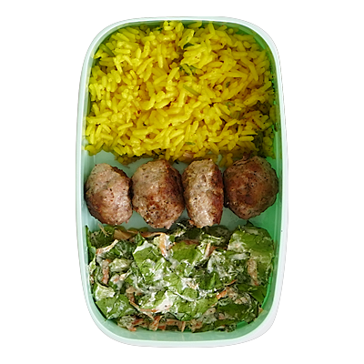 Lamb with Turmeric Rice and Salad