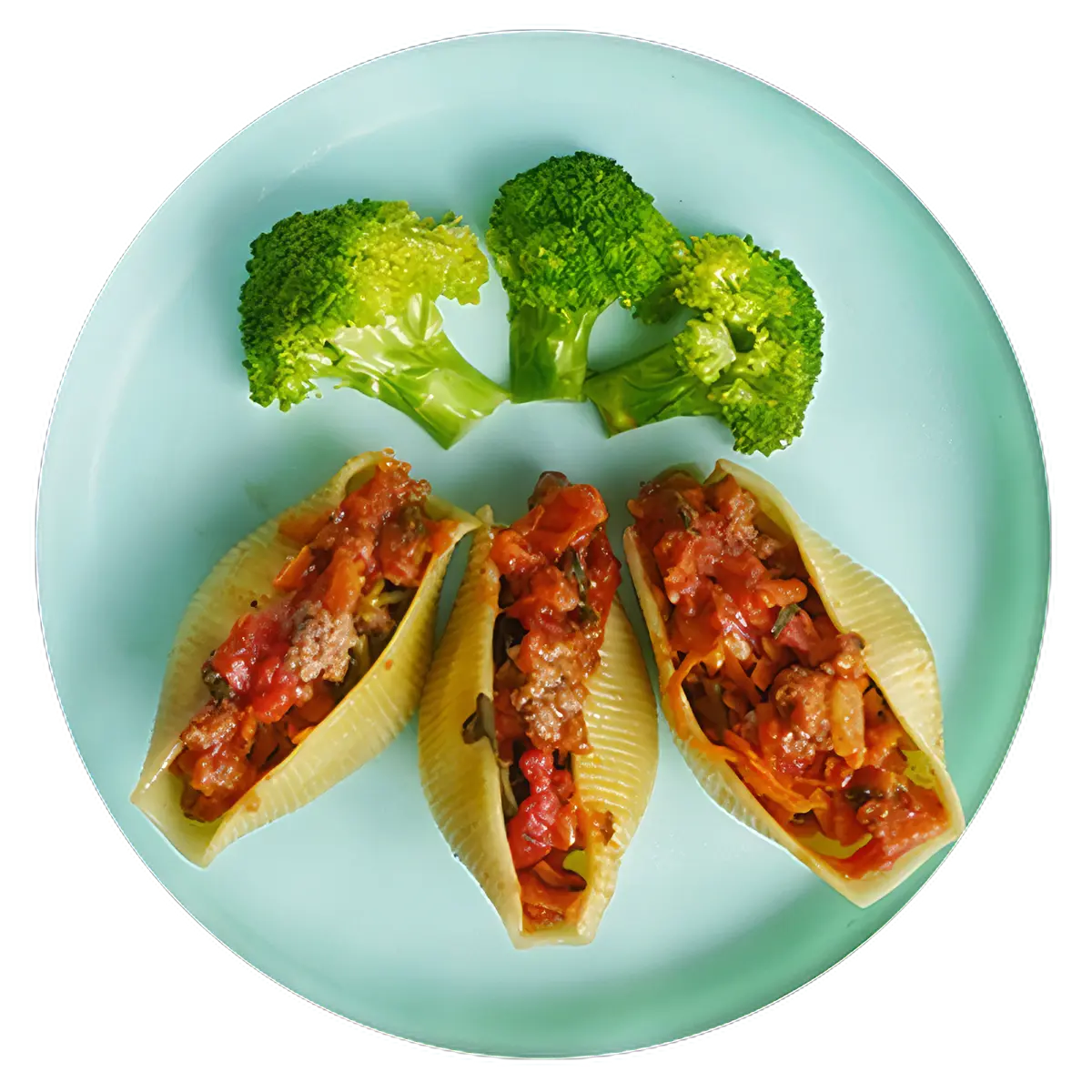 Pasta rellena de boloñesa y verduras