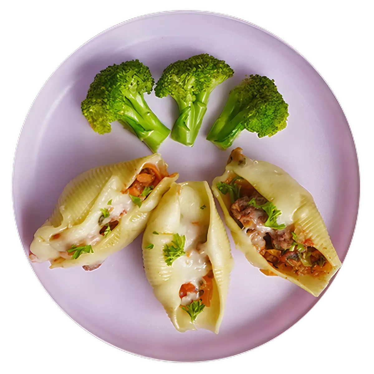 Conchas de pasta a la boloñesa con queso