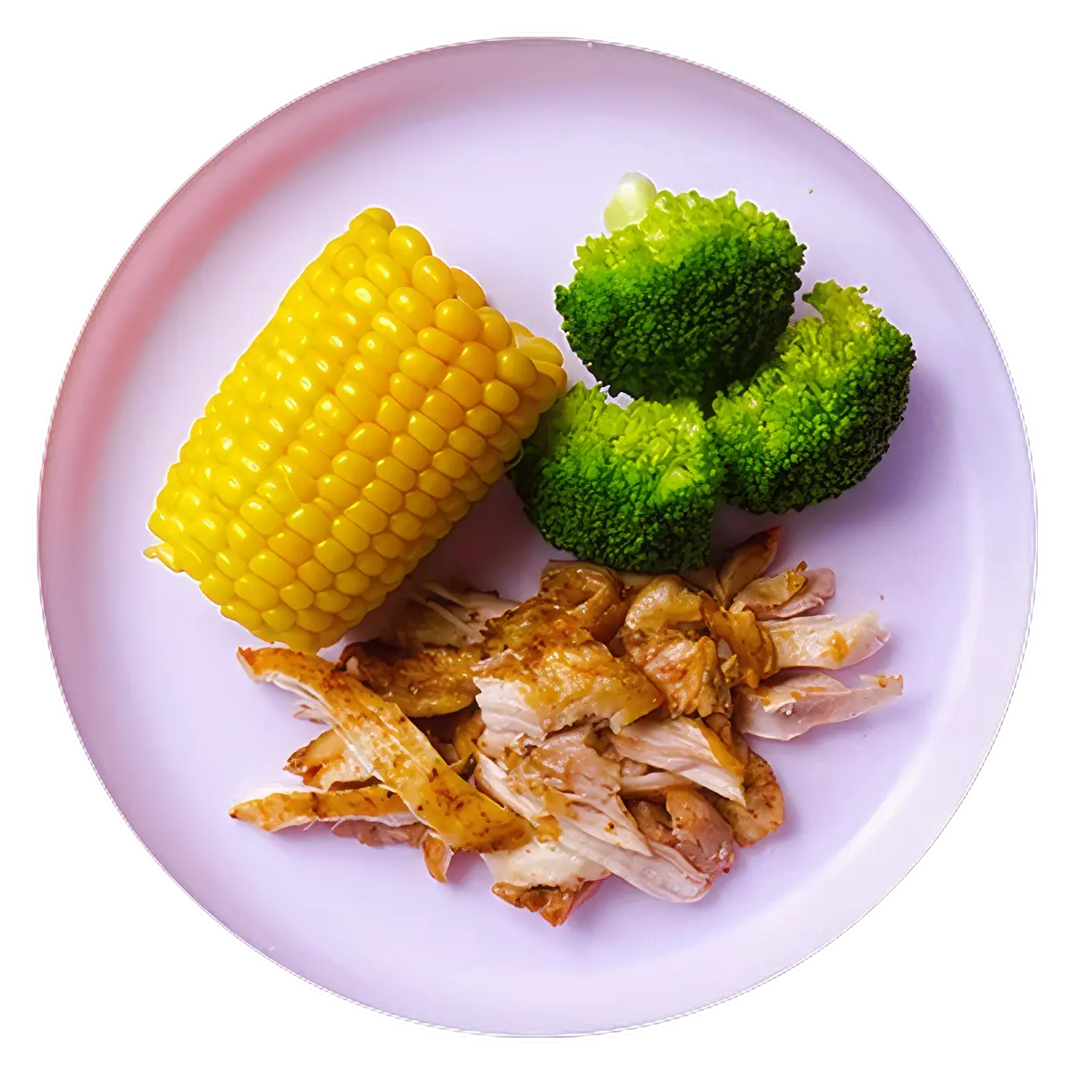 Pollo, maíz y brócoli