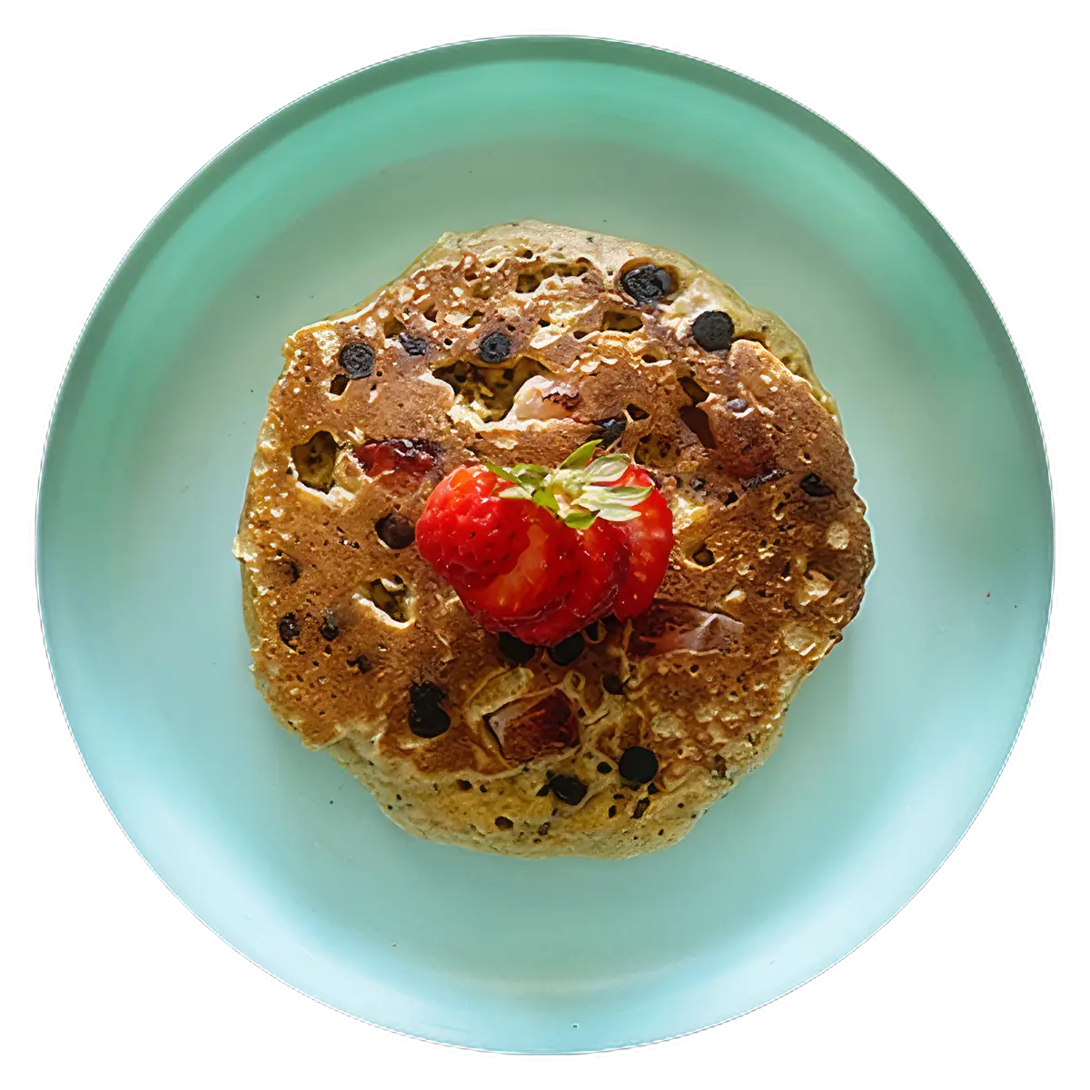 Panqueques de quinoa, chocolate, y fresa