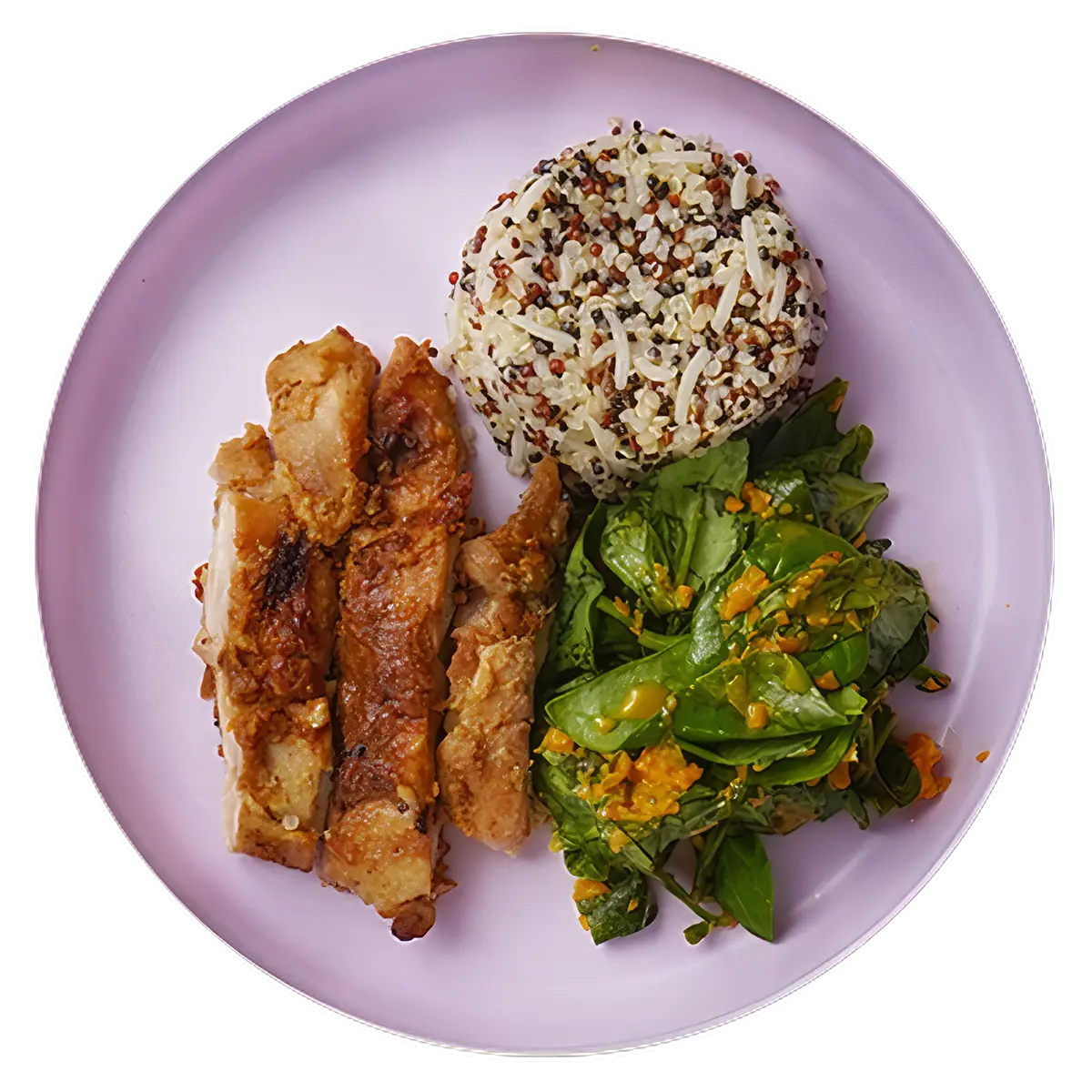 Pollo miso con ensalada de jengibre y arroz con quinoa