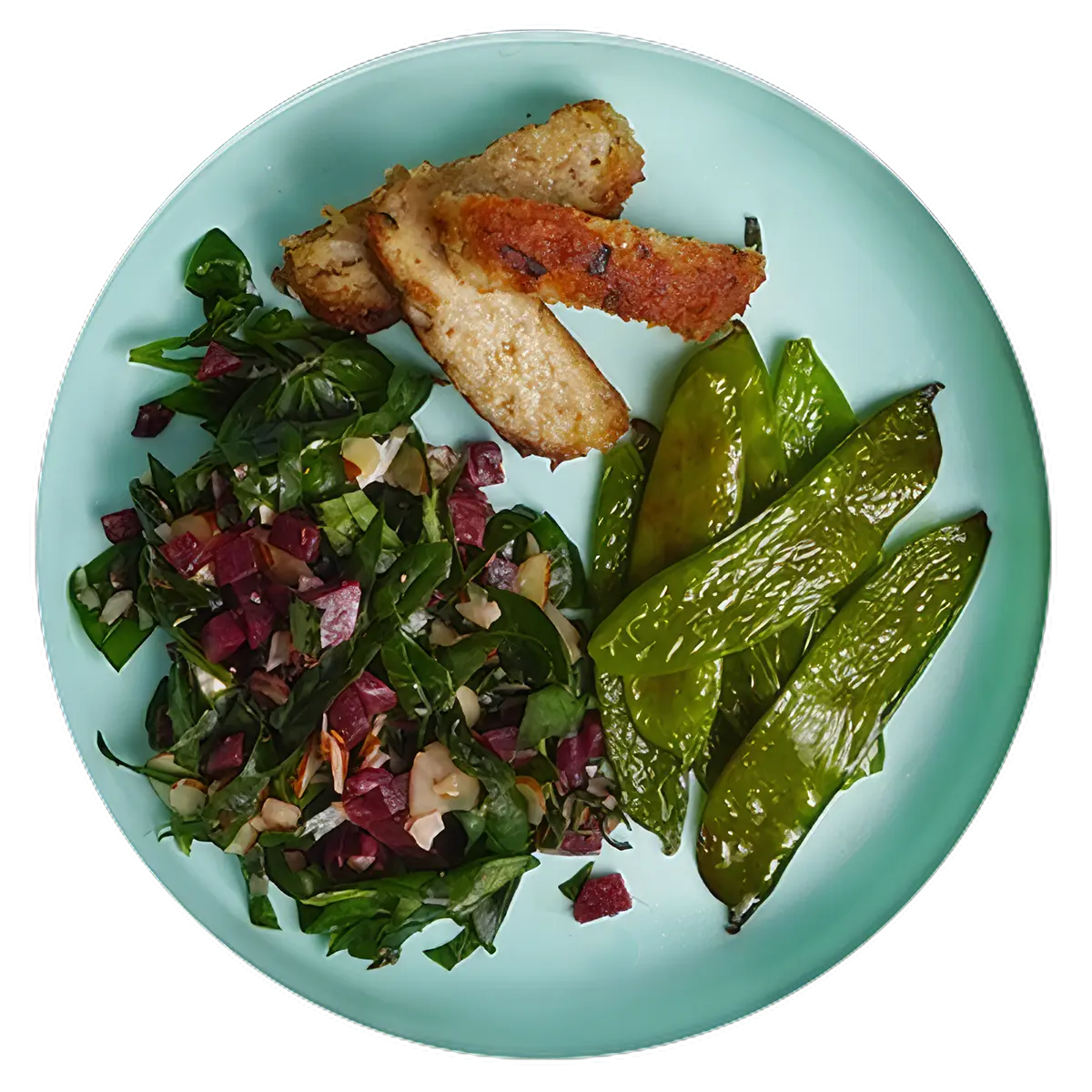 Tortitas de salmón con ensalada y verduras