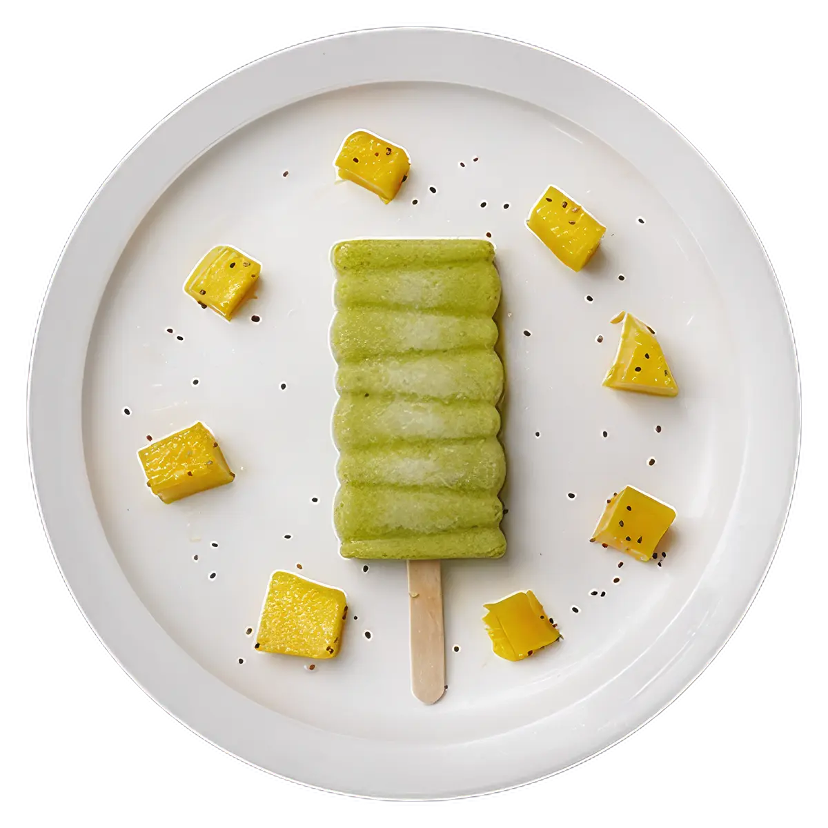 Paletas de Espinaca, Chia, y Mango