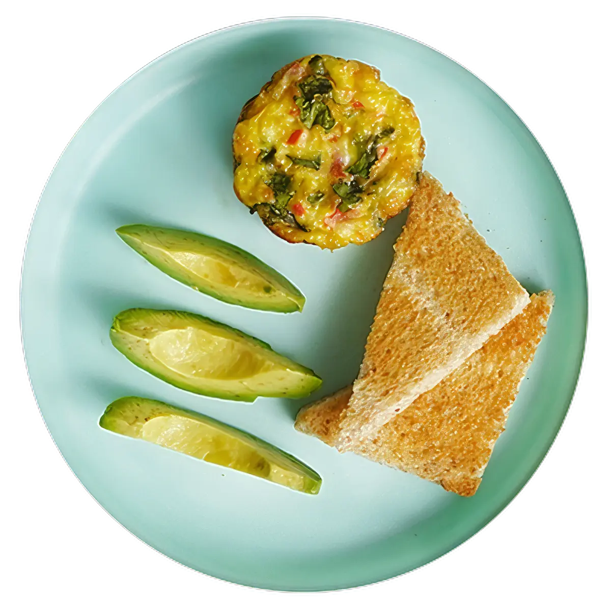 Muffin de huevo con tomate, espinaca, y mozzarella