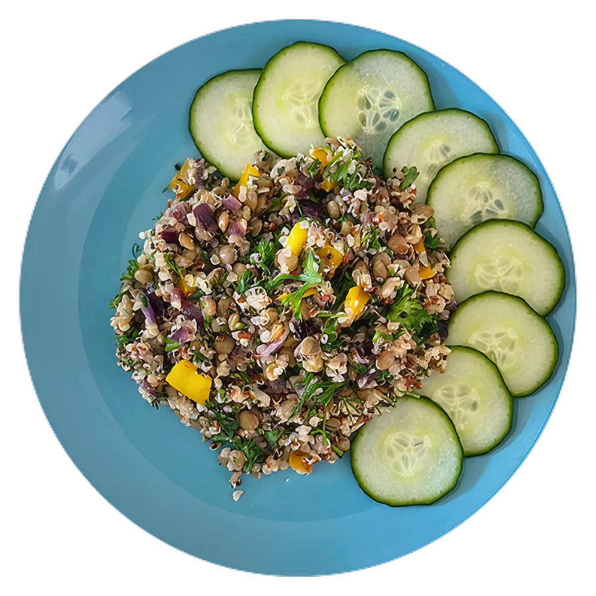 Ensalada de lentejas y quinoa vegana